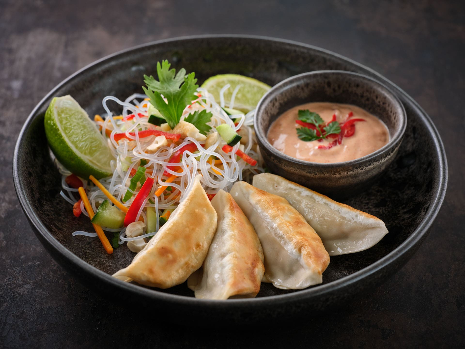 Gyoza mit Glasnudelsalat